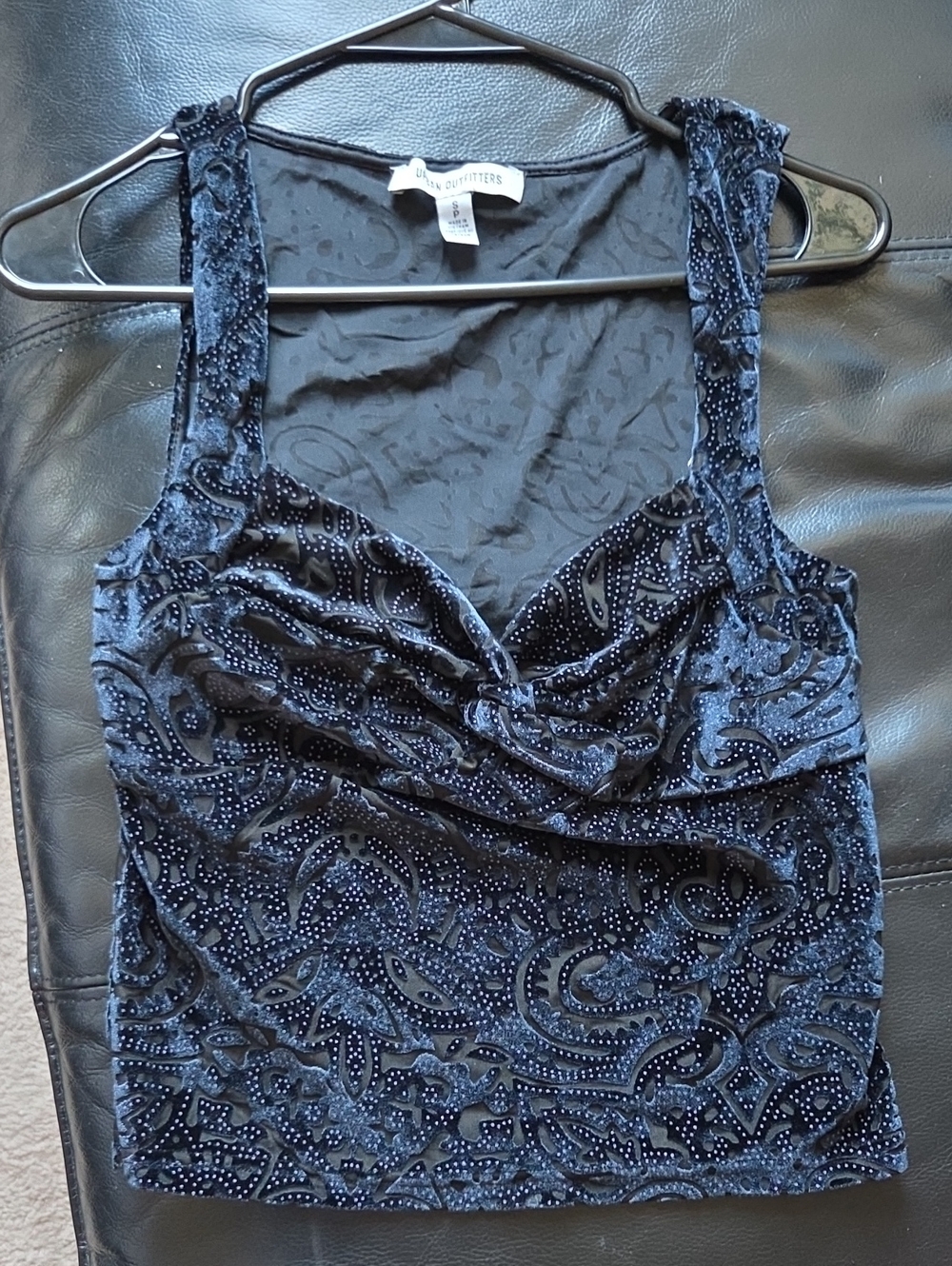 Urban Outfitters Velvet Navy Twist-Front Camisole